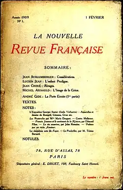 První číslo NRF (únor 1909)