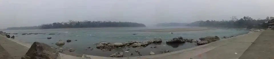 Řeka Gandaki, jak je vidět z chrámu Harihar