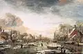 Večerní město se zamrzlou řekou (1665)