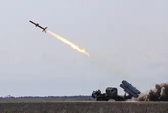 Vypuštění střely Neptun z pozemního kompletu RK-360MC