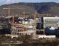 Jeřáby Liebherr na stavbě nového muzea Mercedes-Benz ve Stuttgartu