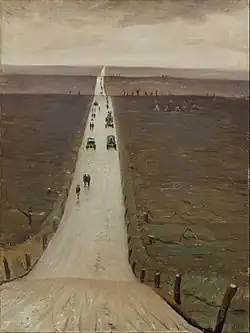 Christopher R. W. Nevinson: The Road from Arras to Bapaume (Silnice z Arrasu do Bapaume), 1917.