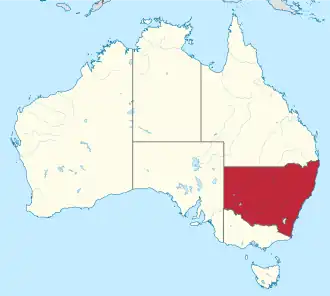 Poloha Nového Jižního Walesu na mapě Austrálie