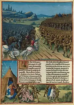 Bitva u Nikopole, ilustrace z kroniky Sébastiena Mamerota