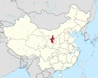 Autonomní oblast Ning-sia (červeně) v Čínské lidové republice