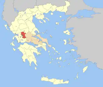 Regionální jednotka Euritánie na mapě Řecka