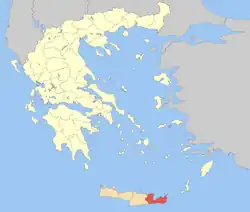 Regionální jednotka Lasithi na mapě Řecka