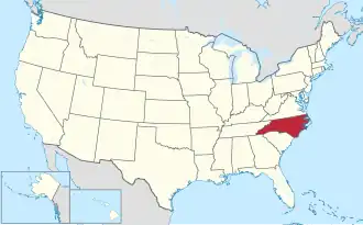 Severní Karolína na mapě USA