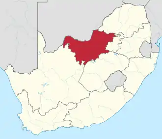 Poloha Severozápadní provincie v Jihoafrické republice