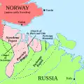 Změna hranice v roce 1826:      Rusko      Norsko      Území připojené k Norsku