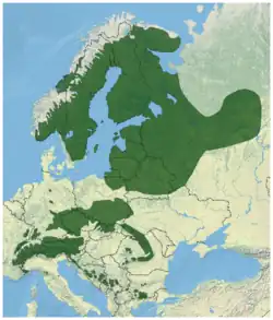 Mapa rozšíření Picea abies[2].