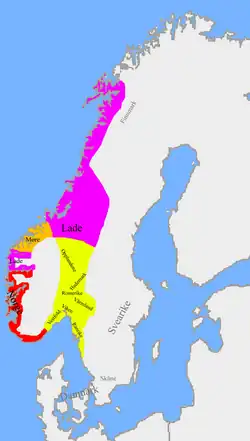 Norská drobná království kolem roku 930.