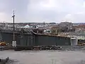 Výstavba estakády, pohled z úbočí Vítkova