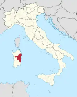Provincie Nuoro na mapě Itálie