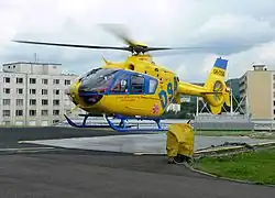 Vrtulník Eurocopter EC 135 T2 společnosti DSA jako Kryštof 15 v Ústeckém kraji
