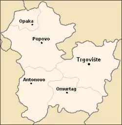 Obština Opaka na mapě