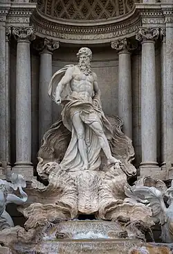 Detail sochy Óceana od Pietra Bracci, která je součástí Fontány di Trevi