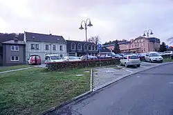 Odry - parkoviště mezi ulicemi Pásová a Kopečná v místech, kde stával demolovaný památkově chráněný dům čp. 114.jpg