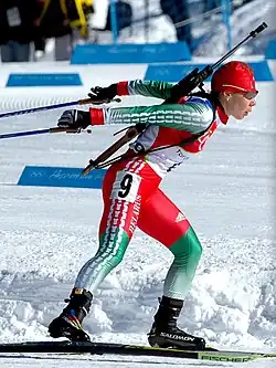 Biatlonistka Olena Zubrilova v roce 2006