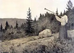 Op under Fjeldet toner en Lur, 1900