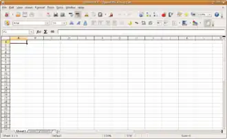 Ukázka německé verze OpenOffice.org Calc.