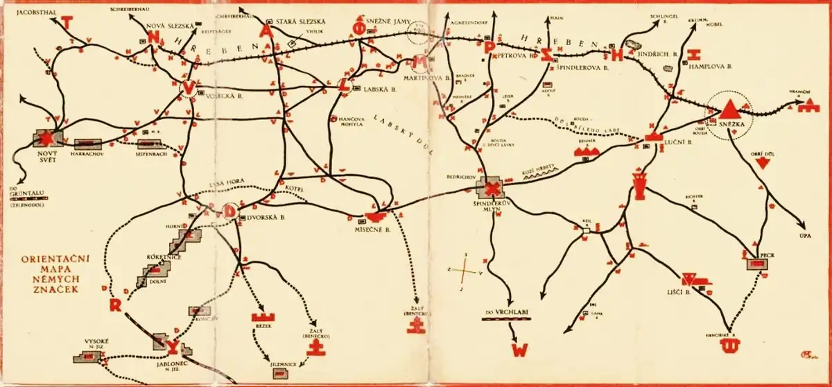 Originální mapa s vyznačenými němými značkami