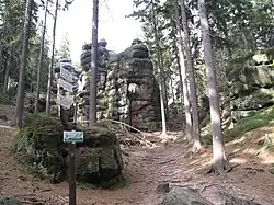 Rozcestí na začátku a konci jednosměrného okruhu