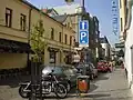Stodolní ulice, pohled směrem od tramvajové zastávky Stodolní