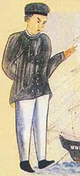 Japonská malba z doby návštěvy Japonska, kdy Otokiči ale předstíral, že je Číňanem (1849).