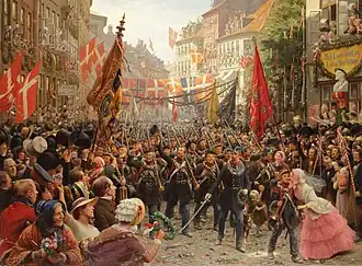 Dánští vojci se vrací do Kodaně v roce 1849, Otto Bache (1894)