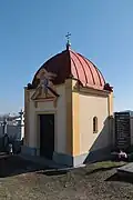 Overview of funeral chapel of Jan Indra in Babice, Třebíč District.jpg