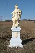 Overview of statue of Saint Wendelin near Bolíkovice, Babice, Třebíč District.jpg