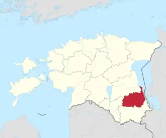 Põlvamaa na mapě Estonska