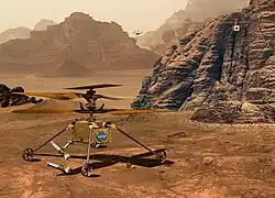 Malá helikoptéra na povrchu Marsu