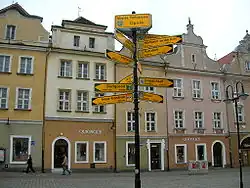 Rozcestník se směry a vzdálenostmi partnerských měst