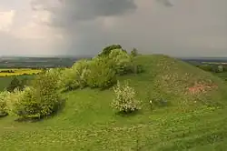 Kopeč, jeden z pahorků, zřejmě Homolka