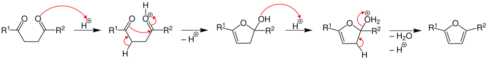 Mechanismus Paalovy–Knorrovy syntézy furanů