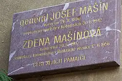 Pamětní deska Josefa Mašína a Zdeny Mašínové