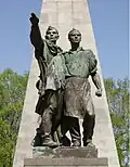 Sousoší z roku 1947 na Památníku Rudé armády v Komenského sadech v Ostravě