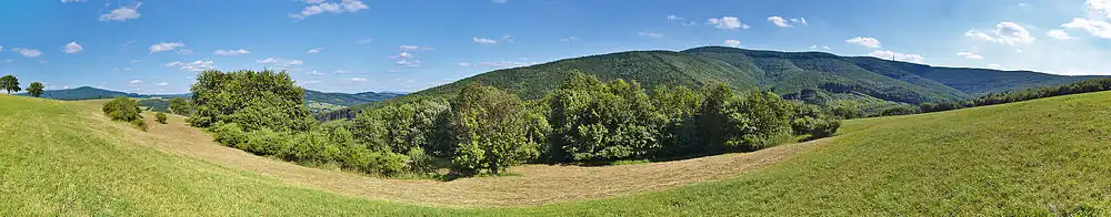 Panoramatický pohled na přírodní památku Mechnáčky