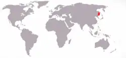 rozšíření tygra ussurijského (červeně)