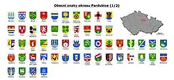 Přehled obecních znaků okresu Pardubice