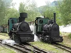 Parní lokomotivy č. 5 a 1 v Mladějově na Moravě