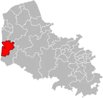Kanton na mapě departementu Pas-de-Calais