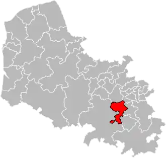 Kanton na mapě departementu Pas-de-Calais