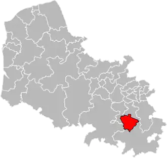 Kanton na mapě departementu Pas-de-Calais