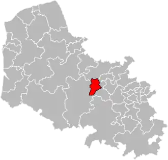Kanton na mapě departementu Pas-de-Calais