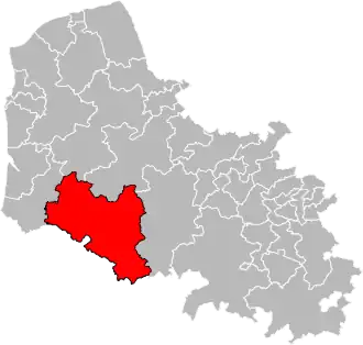 Kanton na mapě departementu Pas-de-Calais