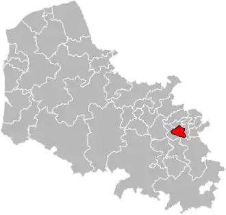 Kanton na mapě departementu Pas-de-Calais
