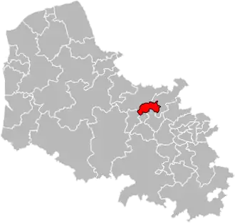 Kanton na mapě departementu Pas-de-Calais